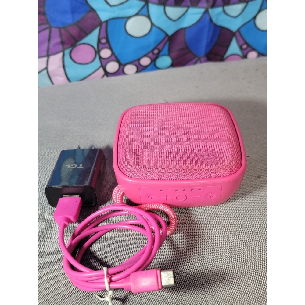 onn. Pink Portable Bluetooth Speaker Tested Works Great USB-C w/ Charger